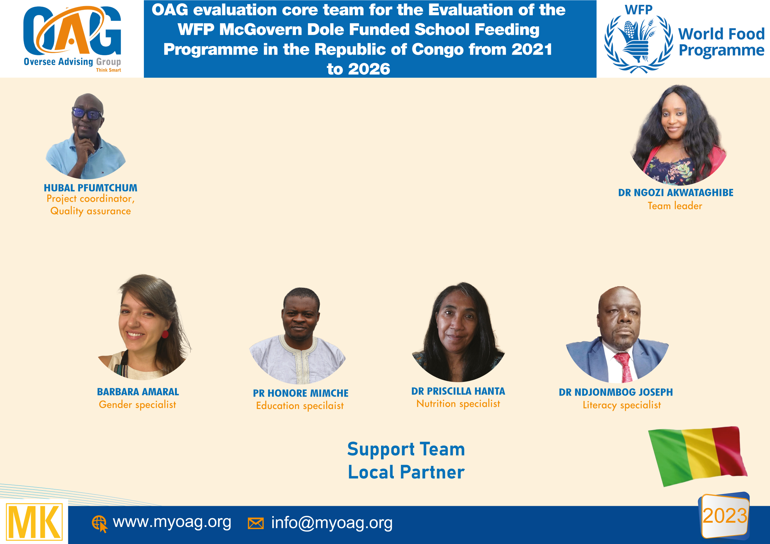 Smile to OAG team for the Baseline Evaluation of the WFP McGovern Dole Funded School Feeding Program in the Republic of Congo from 2021 to 2026