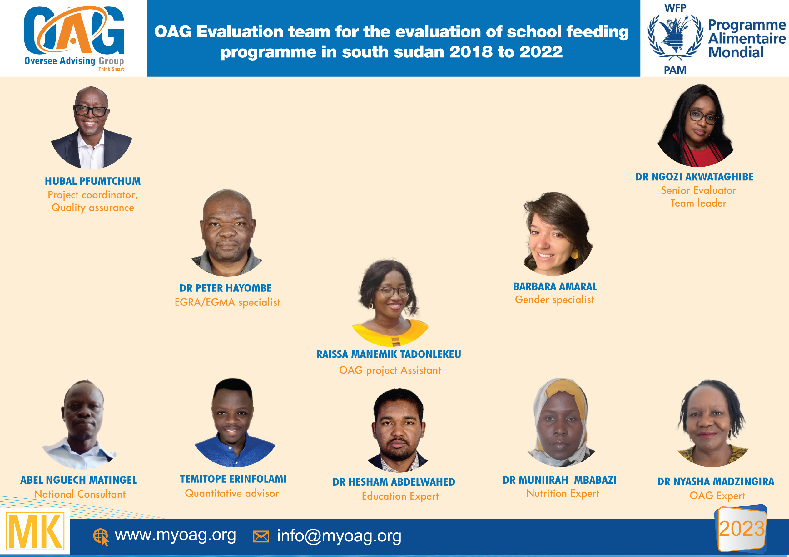 OAG Evaluation team for the evaluation of school feeding programme in south sudan 2018 to 2022